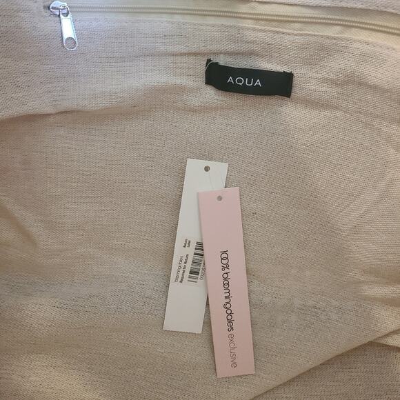 Bloomingdales Exclusive Aqua Straw/Paper/Linen Beach XLarge Tote NWT MSRP $128 - Picture 3 of 4